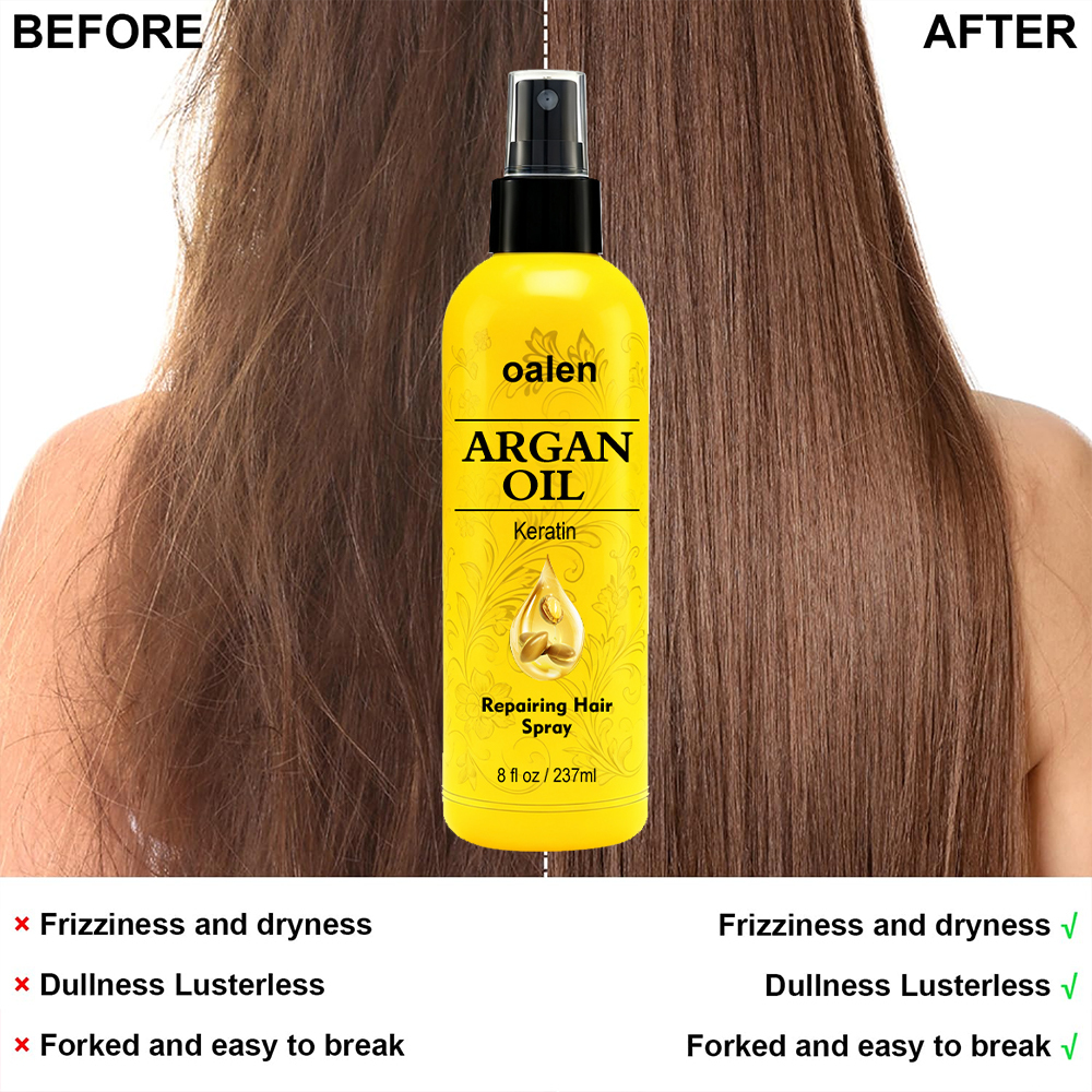 Luxfume Custom Private Label argan oil Silky Shine Spray Anti Frizz Hair Serum Oil Organic Repairing Hair Spray,oalen cosmetics