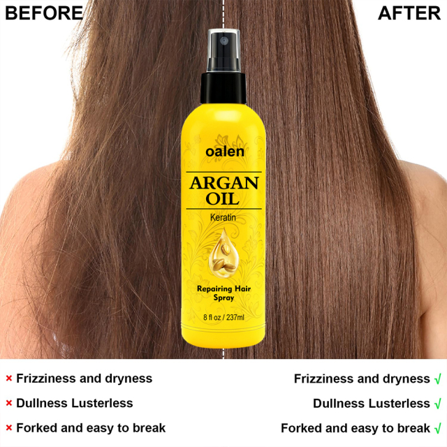 Luxfume Custom Private Label argan oil Silky Shine Spray Anti Frizz Hair Serum Oil Organic Repairing Hair Spray,oalen cosmetics