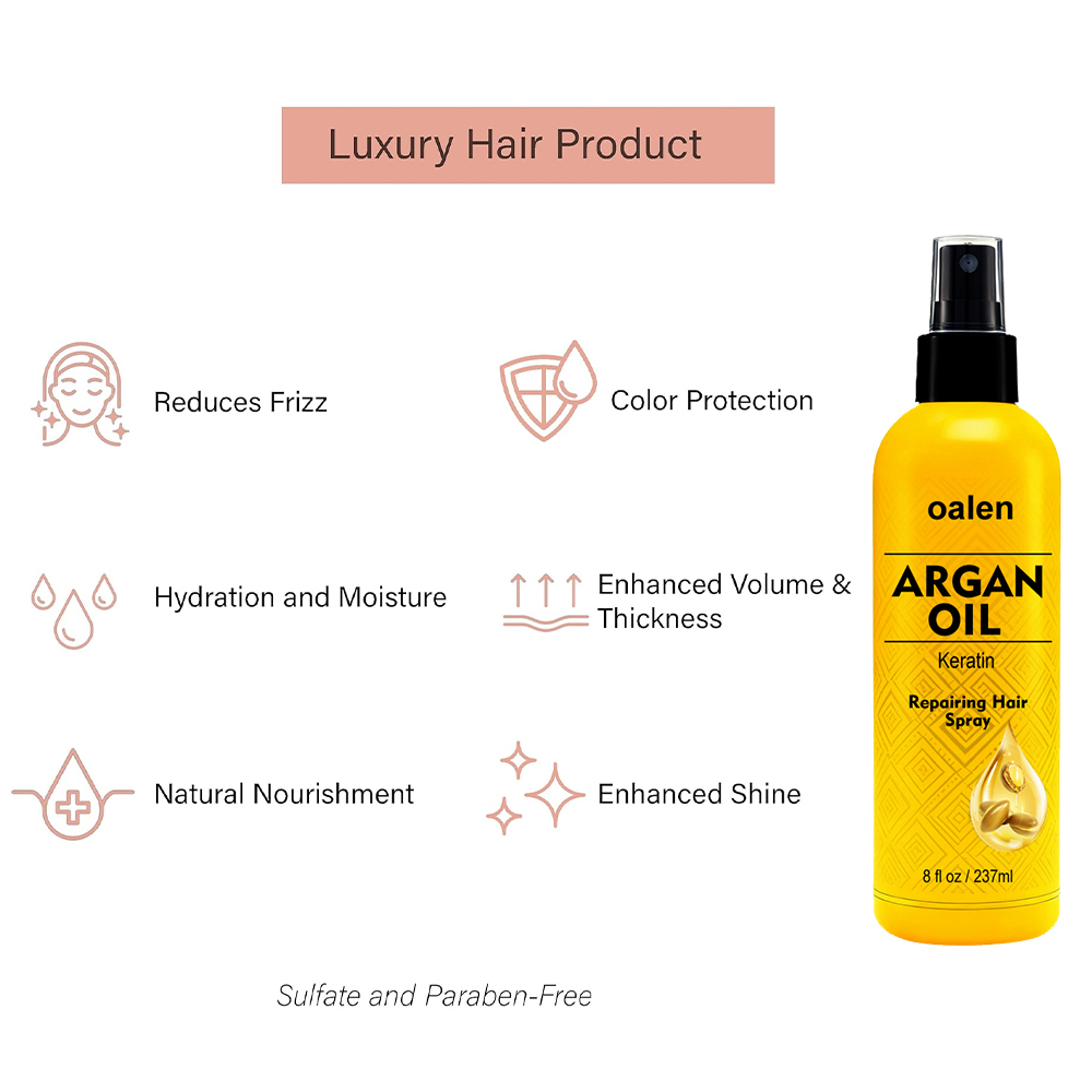 Custom Private Label argan oil Silky Shine Spray Anti Frizz Hair Serum Oil Organic Repairing Hair Spray,MY SHOP