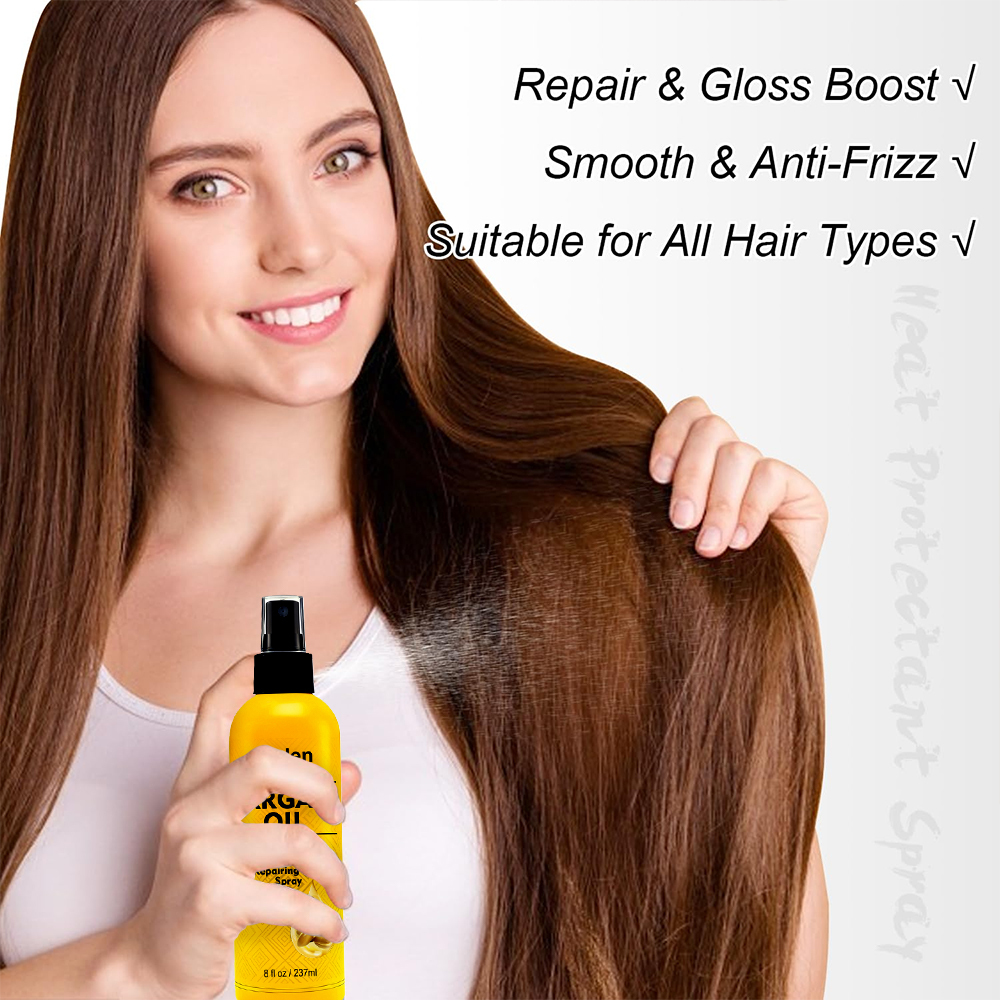 Custom Private Label argan oil Silky Shine Spray Anti Frizz Hair Serum Oil Organic Repairing Hair Spray,MY SHOP