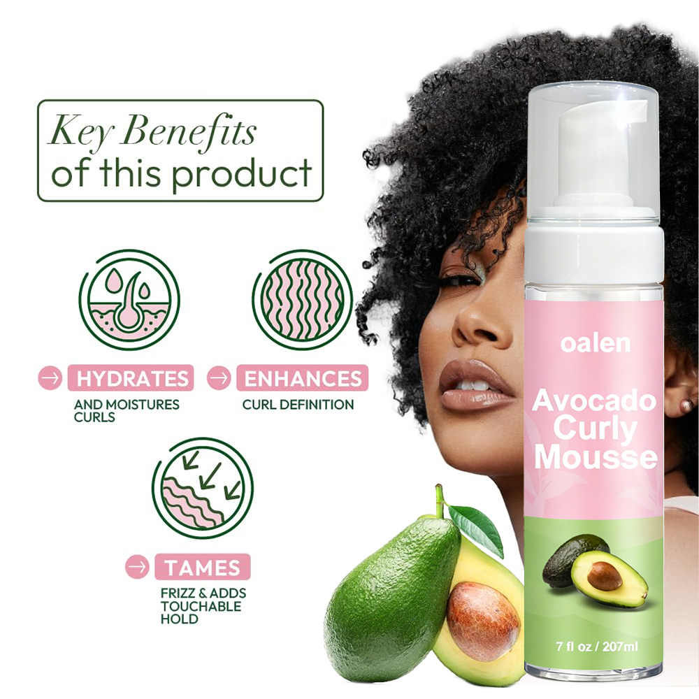 Private Label Strong Hold Styling Soft & Bouncy Curls Curling Hair Foam Hair Curl Mousse Organic Avocado Hair Care,MY SHOP