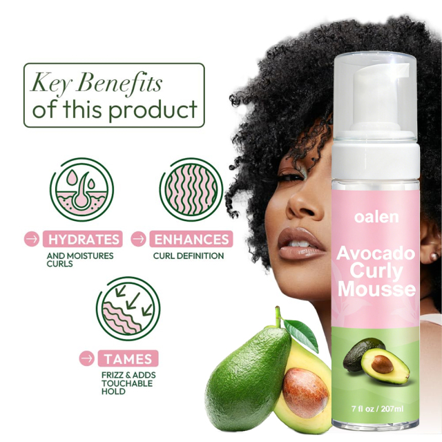 Private Label Strong Hold Styling Soft & Bouncy Curls Curling Hair Foam Hair Curl Mousse Organic Avocado Hair Care,MY SHOP