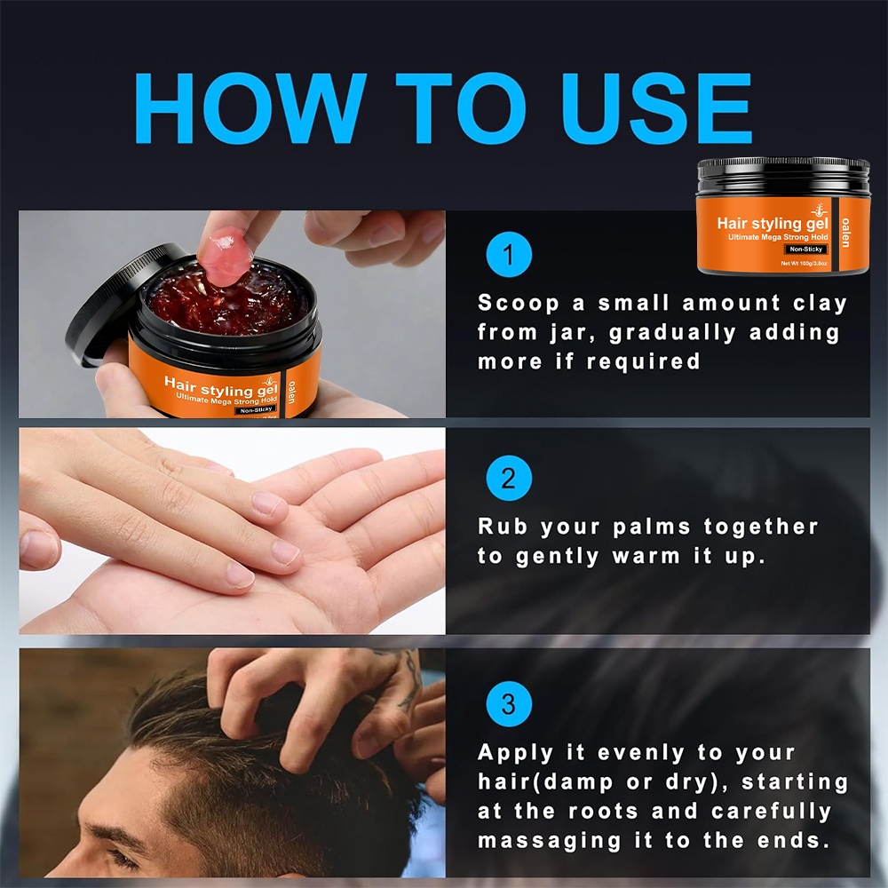 Organic Ultimate Mega Strong Hold Pomade Wax Non-Sticky Hair Styling Gel for All Hair Types,MY SHOP