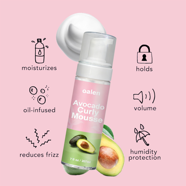 Private Label Strong Hold Styling Soft & Bouncy Curls Curling Hair Foam Hair Curl Mousse Organic Avocado Hair Care,MY SHOP