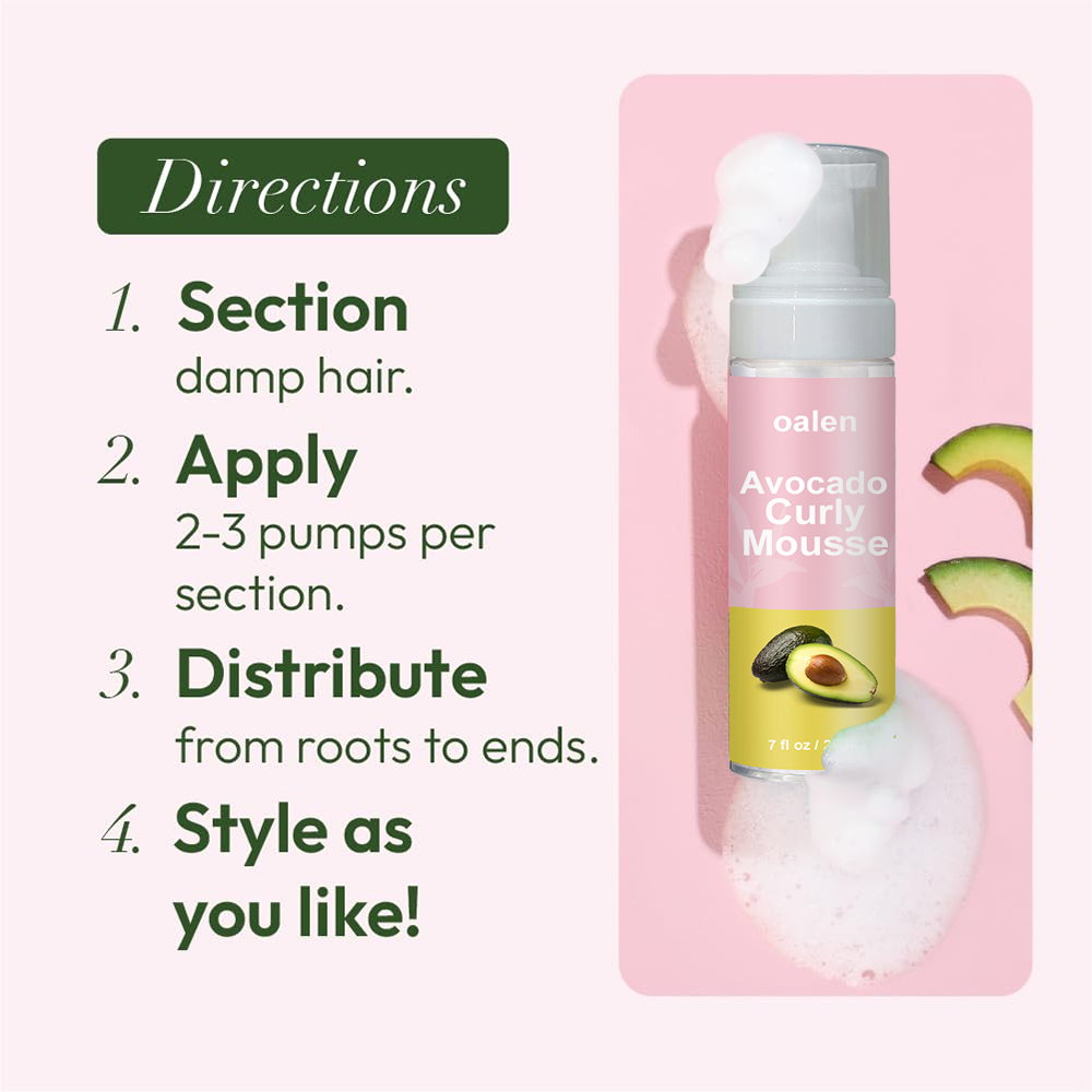 Strong Hold Styling Soft & Bouncy Curls Curling Hair Foam Hair Curl Mousse Organic Avocado Hair Care,MY SHOP