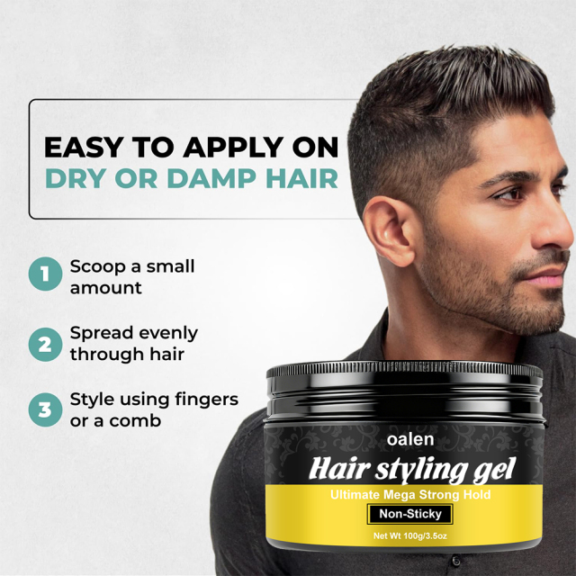 Ultimate Mega Strong Hold Pomade Wax Non-Sticky Hair Styling Gel for All Hair Types,oalen cosmetics