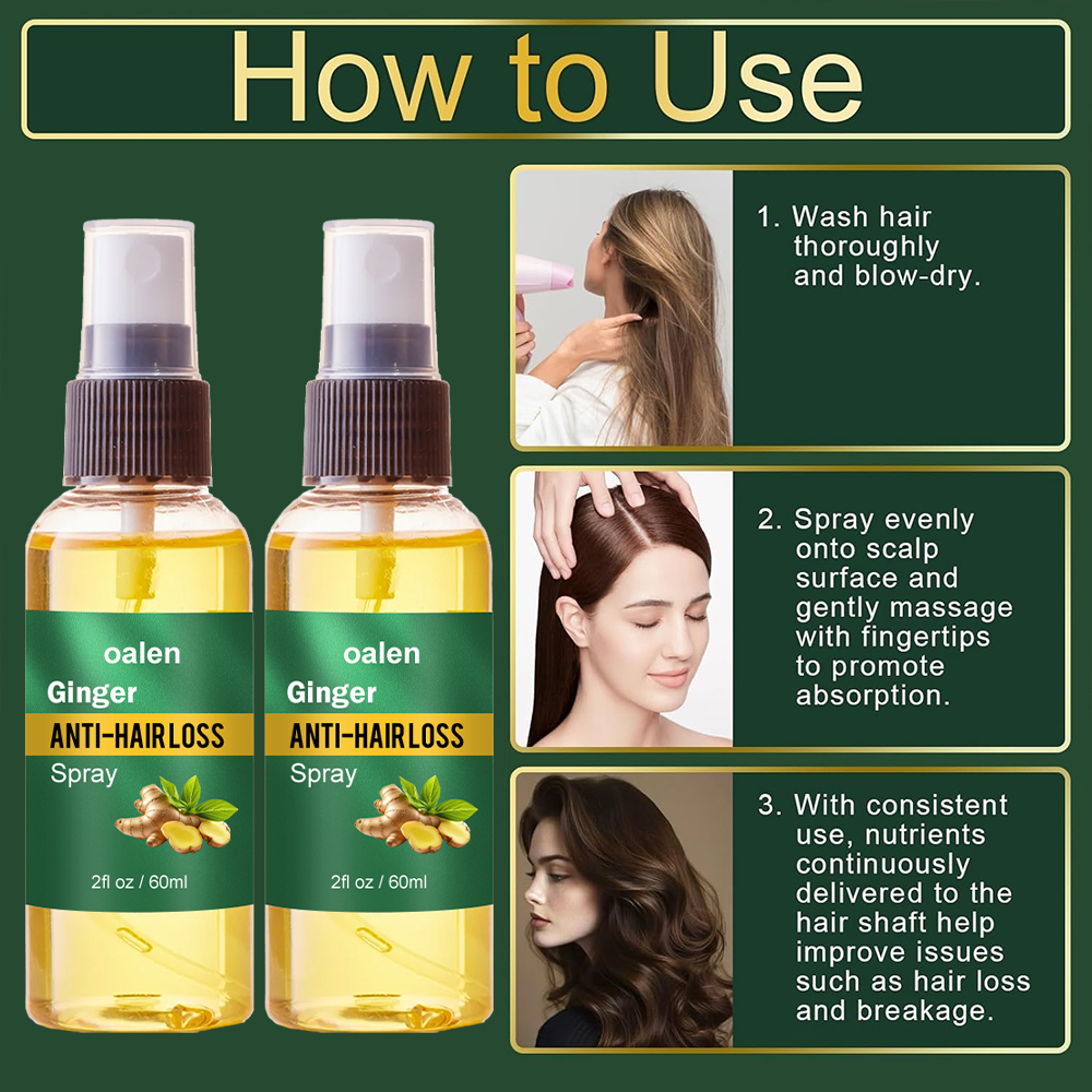 Luxfume Wholesale Organic Hair Regrowth Spray Anti Loss Ginger Natural Hair Growth Nourishing Serum Oil Mist,oalen cosmetics
