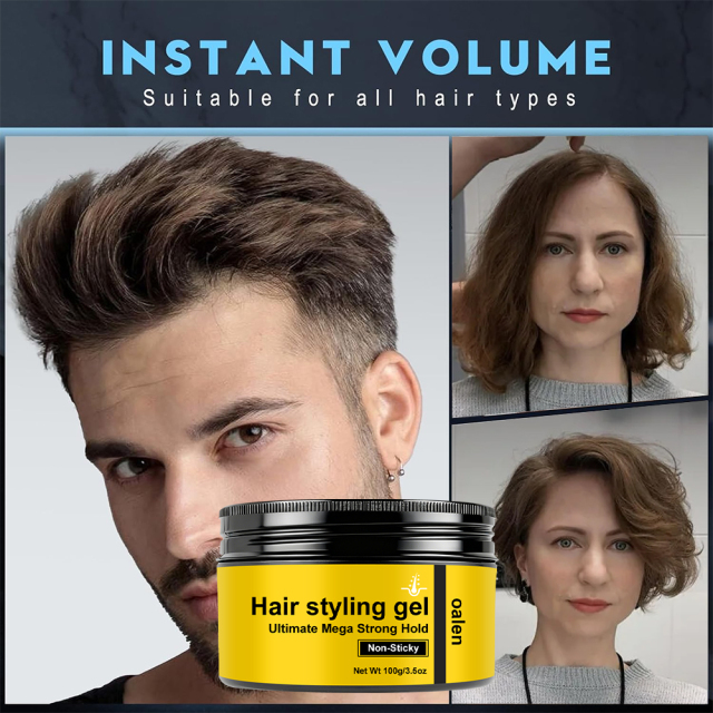 Ultimate Mega Strong Hold Pomade Wax Non-Sticky Hair Styling Gel,oalen cosmetics