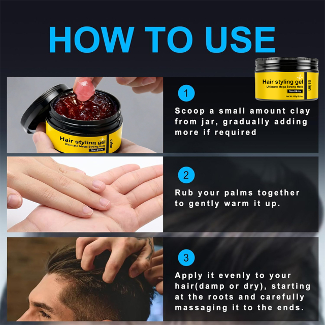 Ultimate Mega Strong Hold Pomade Wax Non-Sticky Hair Styling Gel,oalen cosmetics