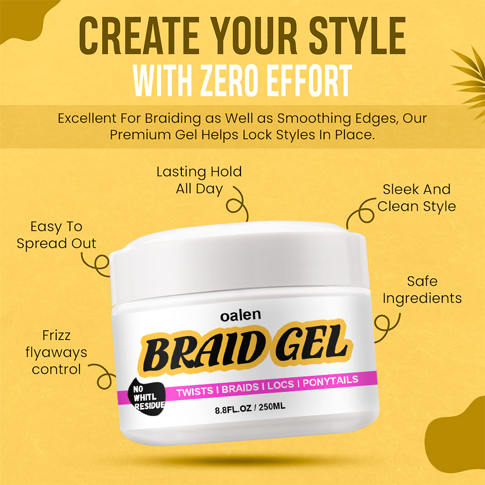 Organic 4C Extra Braiding Gel 250g Strong Hold Peach Scent for Curly Hair Private Label African Styling Product,MY SHOP