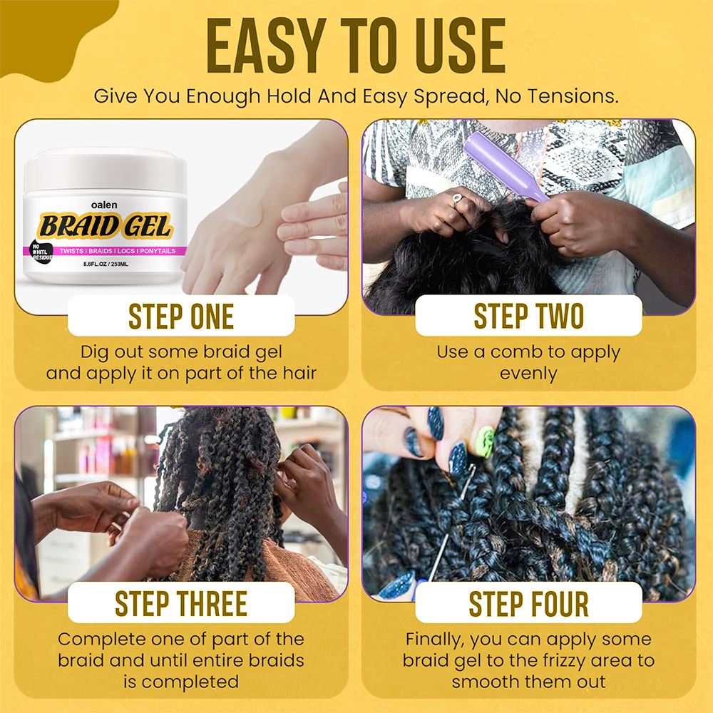 Strong Hold  Organic 4C Extra Braiding Gel 250g for Curly Hair Private Label African Styling Product,MY SHOP