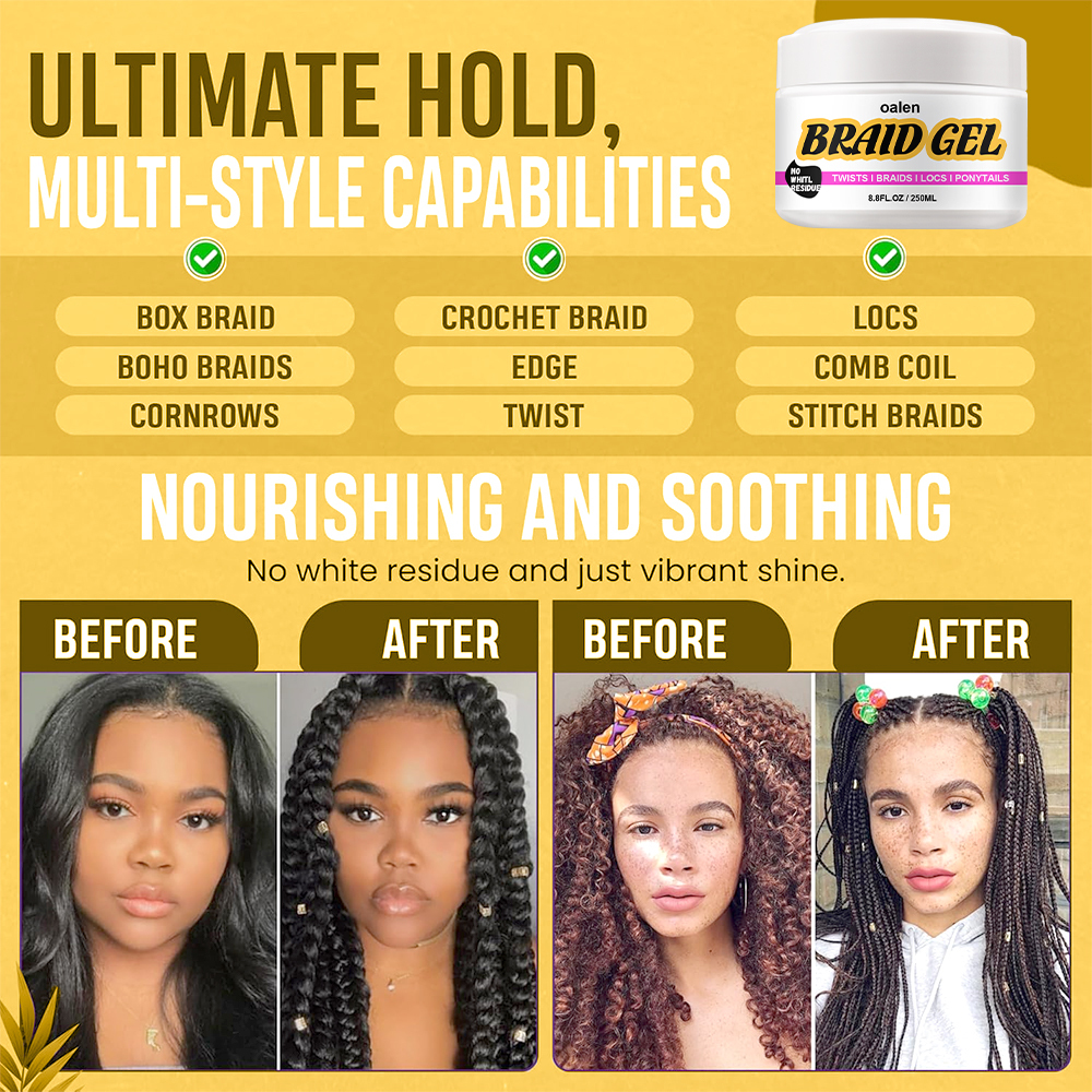 Strong Hold  Organic 4C Extra Braiding Gel 250g for Curly Hair Private Label African Styling Product,MY SHOP