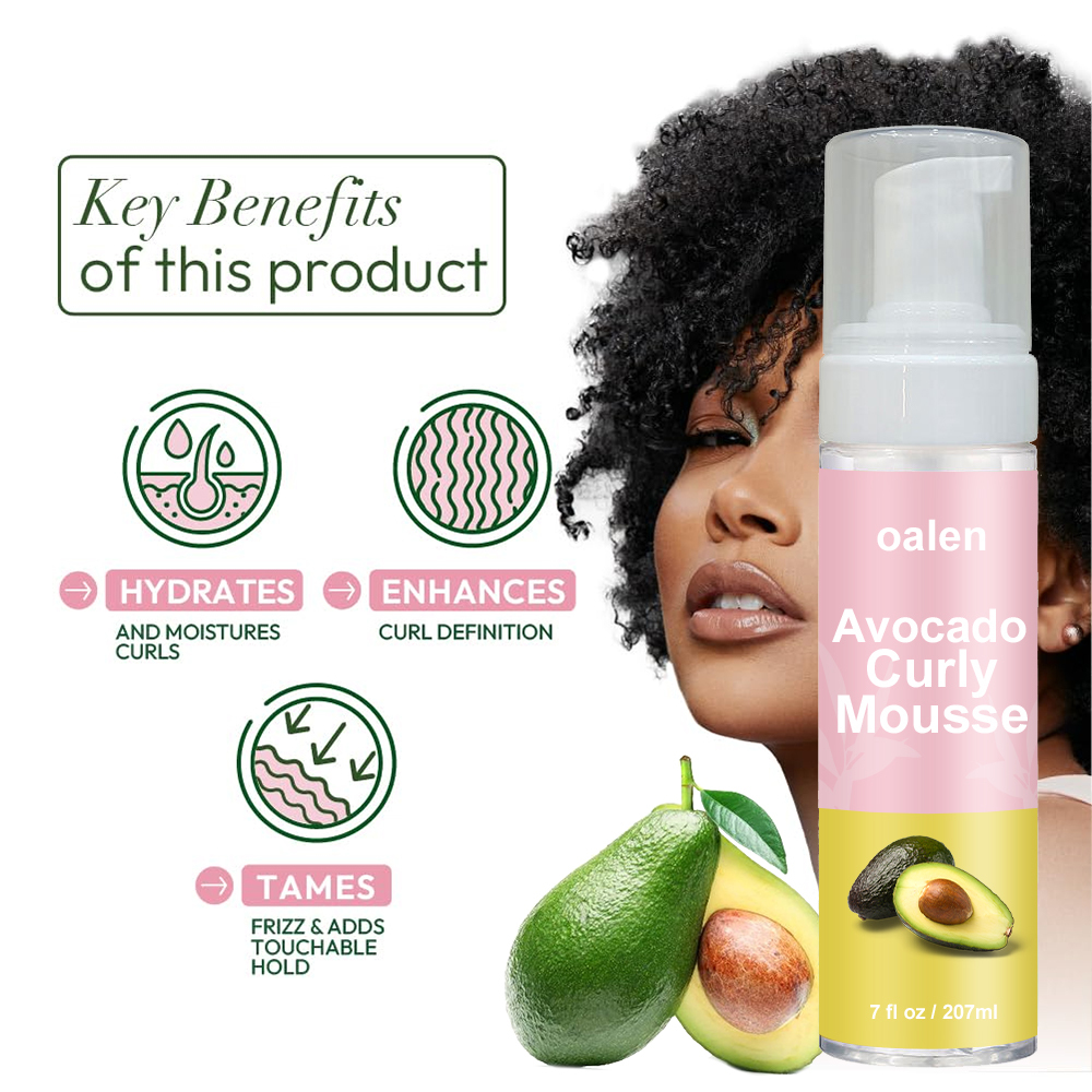 Organic Avocado Hair Care Strong Hold Styling Soft & Bouncy Curls Curling Hair Foam Hair Curl Mousse,MY SHOP