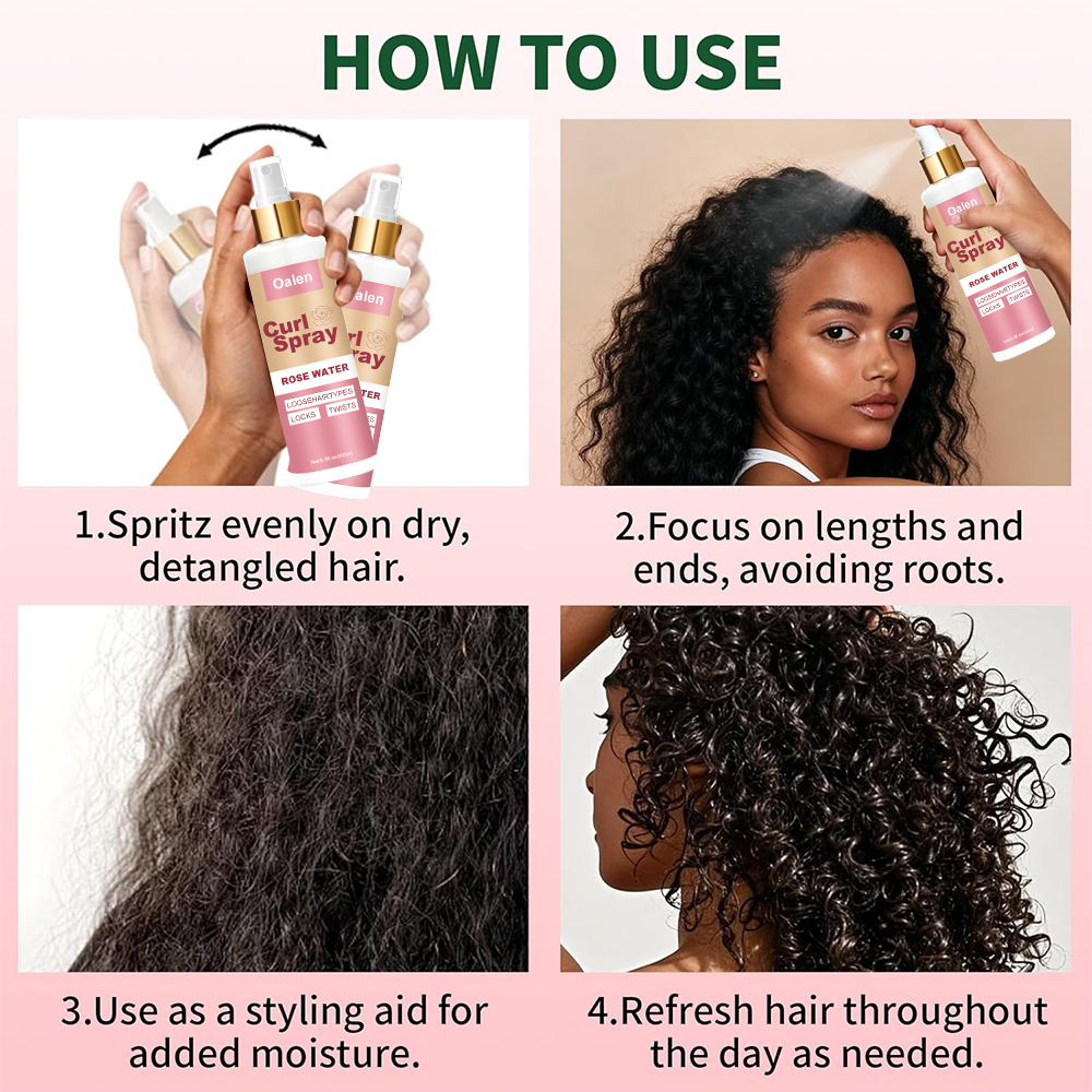 Customized Curly Hair Care Spray Hair Salon Rose Ingredients Refreshing Spray Products for Curly Hair,MY SHOP