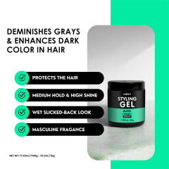 Organic Activated Charcoal Leave-On Styling Black Hair Gel with Shine Strong Hold,oalen cosmetics
