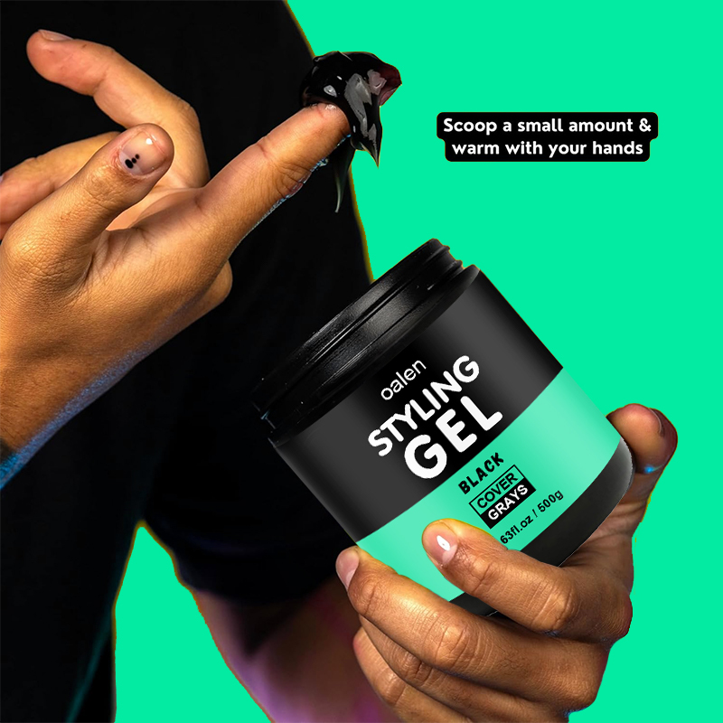 Organic Activated Charcoal Leave-On Styling Black Hair Gel with Shine Strong Hold,oalen cosmetics