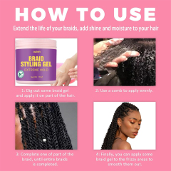 Organic Alcohol-Free Braid Gel Strong Hold Leave-On Styling forAll Hair Types,oalen cosmetics