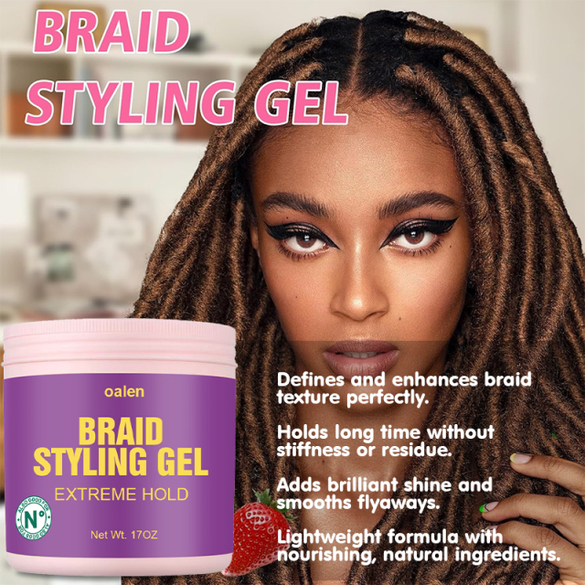 Organic Alcohol-Free Braid Gel Strong Hold Leave-On Styling forAll Hair Types,oalen cosmetics