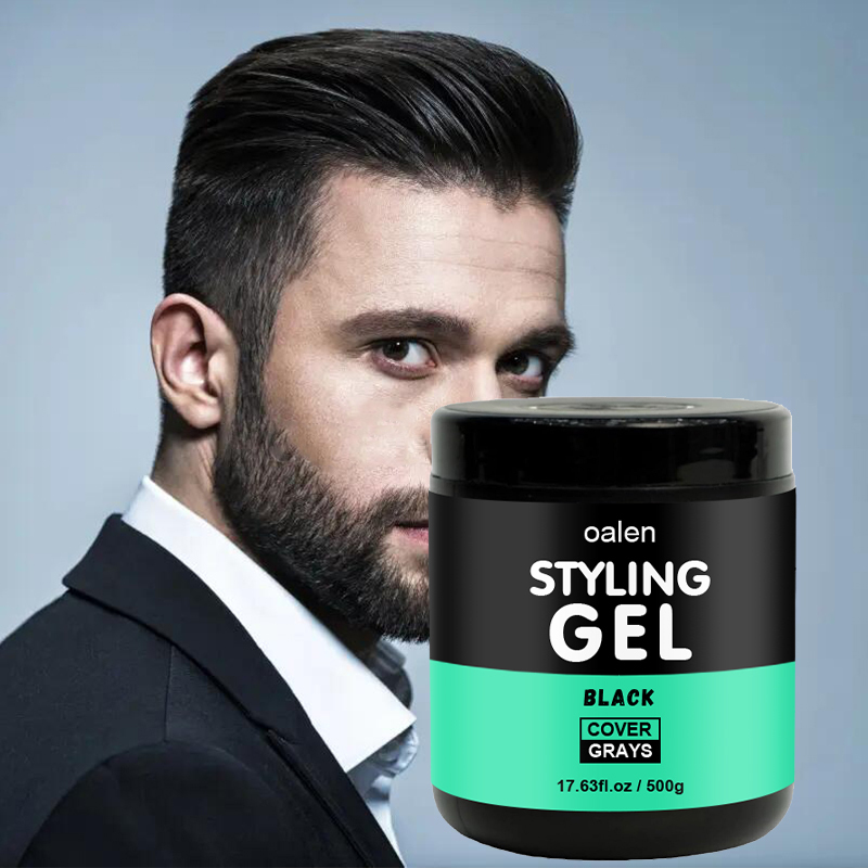 Organic Activated Charcoal Leave-On Styling Black Hair Gel with Shine Strong Hold,oalen cosmetics