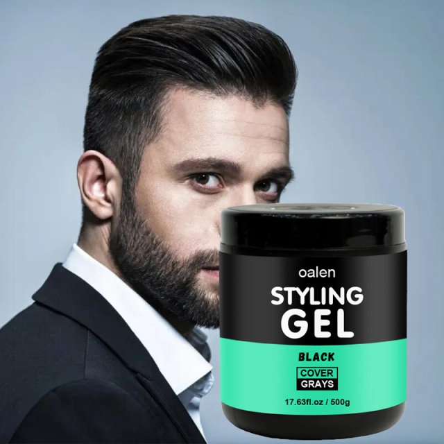 Organic Activated Charcoal Leave-On Styling Black Hair Gel with Shine Strong Hold,oalen cosmetics