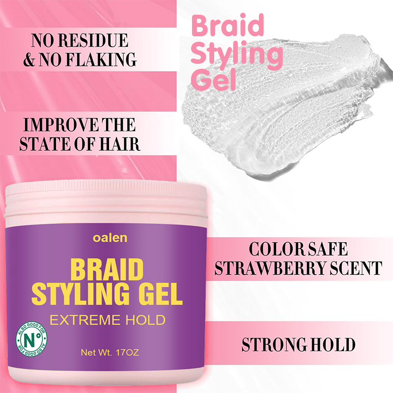 Organic Alcohol-Free Braid Gel Strong Hold Leave-On Styling forAll Hair Types,oalen cosmetics