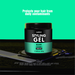 Organic Activated Charcoal Leave-On Styling Black Hair Gel with Shine Strong Hold,oalen cosmetics