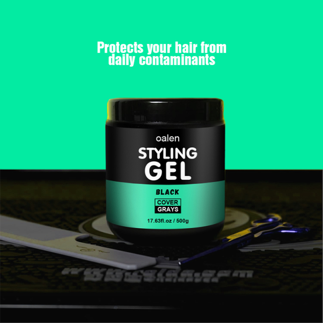 Organic Activated Charcoal Leave-On Styling Black Hair Gel with Shine Strong Hold,oalen cosmetics