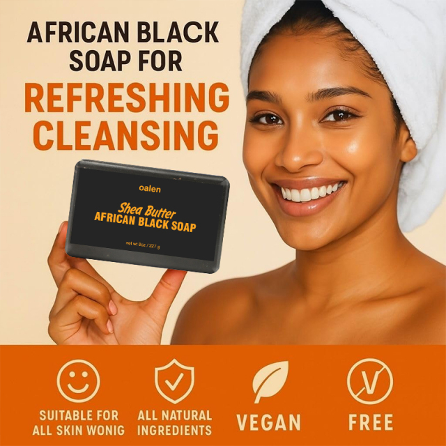 Private Label Shea Butter Enriched African Black Soap,oalen cosmetics