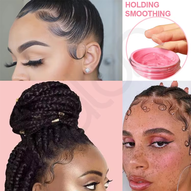 Natural Different Scents Super Strong Hold No Flake Hair Styling Pomade Braid Gel Edge Control With Brush,MY SHOP