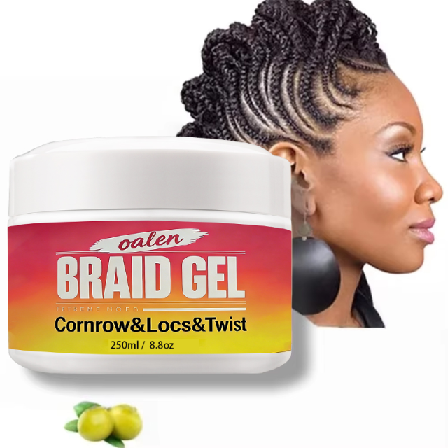 OEM Private Label Hair Braiding Gel Extra Hold No White and Anti-frizz Braid Hair Gel,oalen cosmetics