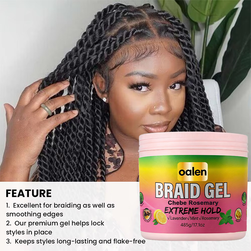 Luxfume Large 17.1oz Organic Braid Gel Private Label Extreme Hold Strong Braiding Loc Gel Rice Water Nourishing Hair,oalen cosmetics