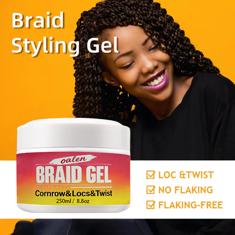 OEM Private Label Hair Braiding Gel Extra Hold No White and Anti-frizz Braid Hair Gel,oalen cosmetics