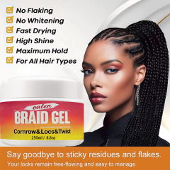OEM Private Label Hair Braiding Gel Extra Hold No White and Anti-frizz Braid Hair Gel,oalen cosmetics