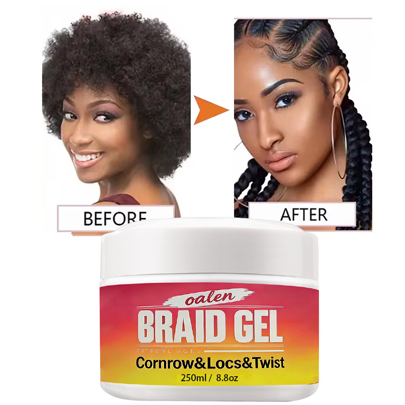OEM Private Label Hair Braiding Gel Extra Hold No White and Anti-frizz Braid Hair Gel,oalen cosmetics