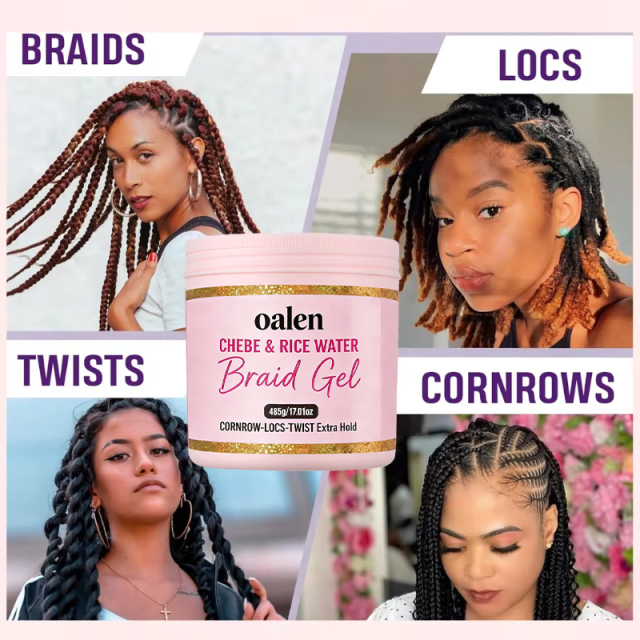 17.01oz Salon Size BIG Luxfume Private Label Strong Hold Conditioning Loc Twist Shining Braid Styling Gel,oalen cosmetics