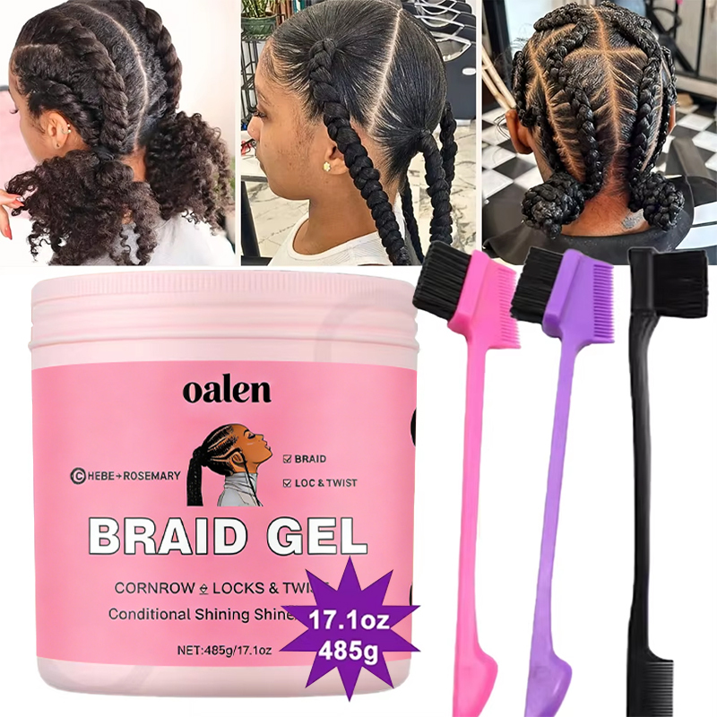 Private Label Braid Formula Conditioning Gel Strong Hold Great for Braiding Twisting Edges No Residue No Flaking High Shine,oalen cosmetics