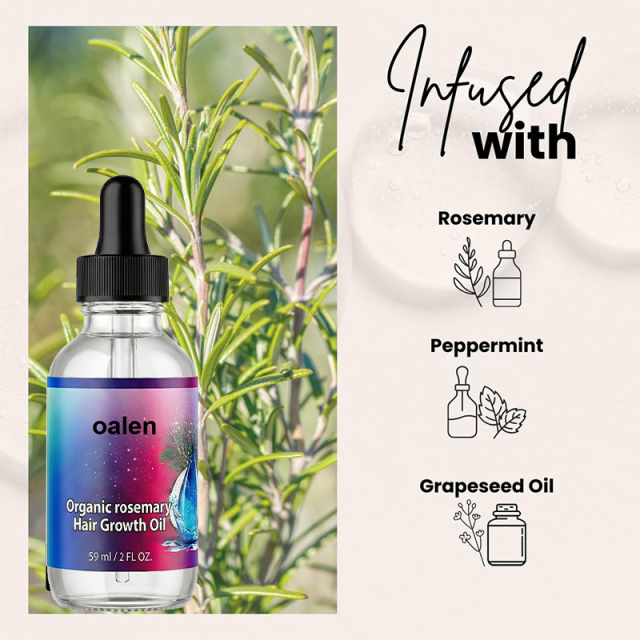 Private Label Rosemary Oil for Hair Growth Organic Formula for Hair Loss Control Nourish Scalp Stimulate Follicles,oalen cosmetics