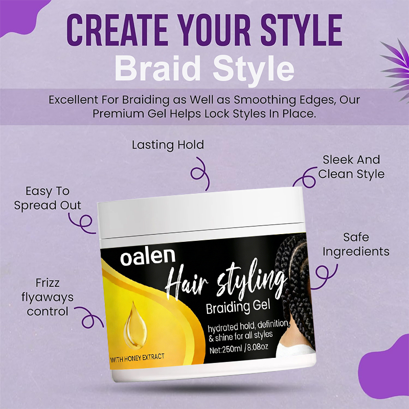 Private Label Essential Braid Edge Control Gel Delivers Smooth Non Greasy Natural Finish,oalen cosmetics