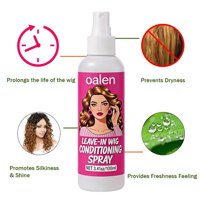 Luxfume Wig Leave-In Conditioner Spray Instant Detangle Smooth Reduce Frizz Daily Fiber Refresh Non-Greasy,oalen cosmetics