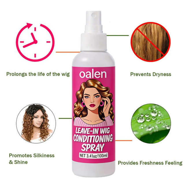 Luxfume Wig Leave-In Conditioner Spray Instant Detangle Smooth Reduce Frizz Daily Fiber Refresh Non-Greasy,oalen cosmetics