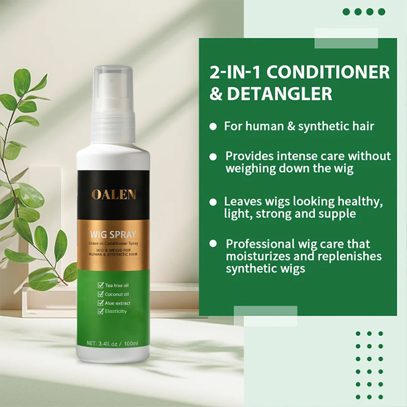Private Label Wig Spray Refreshing Leave-In Conditioner for Synthetic Hair Detangler Cleanser Spray Nourishes Softens Fibers,oalen cosmetics