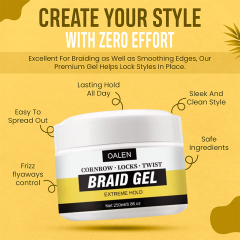 Private Label Extra Hold Non-Greasy Argan Oil Braid Gel Low MOQ Vendor Braiding Gel for Hair Organic Strong Hold,oalen cosmetics