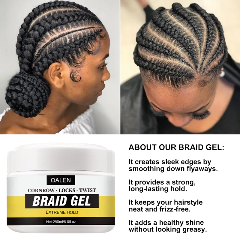 Private Label Extra Hold Non-Greasy Argan Oil Braid Gel Low MOQ Vendor Braiding Gel for Hair Organic Strong Hold,oalen cosmetics