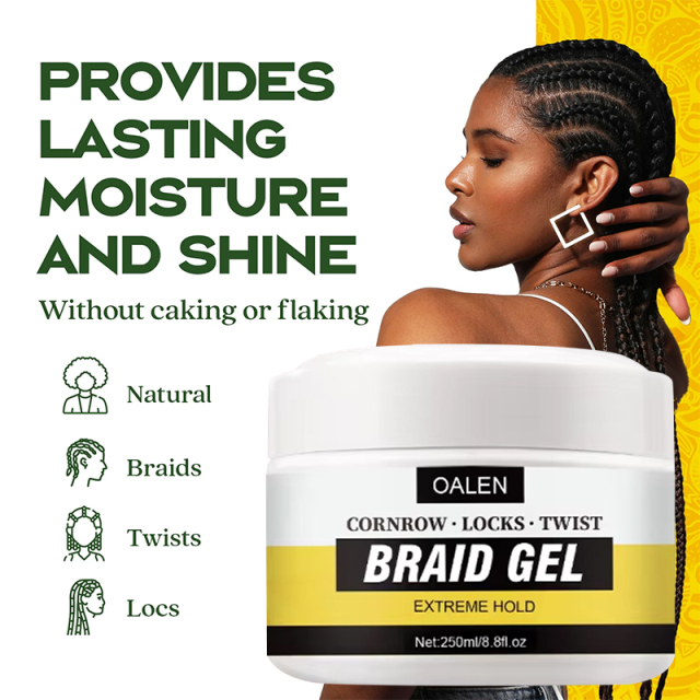 Private Label Extra Hold Non-Greasy Argan Oil Braid Gel Low MOQ Vendor Braiding Gel for Hair Organic Strong Hold,oalen cosmetics