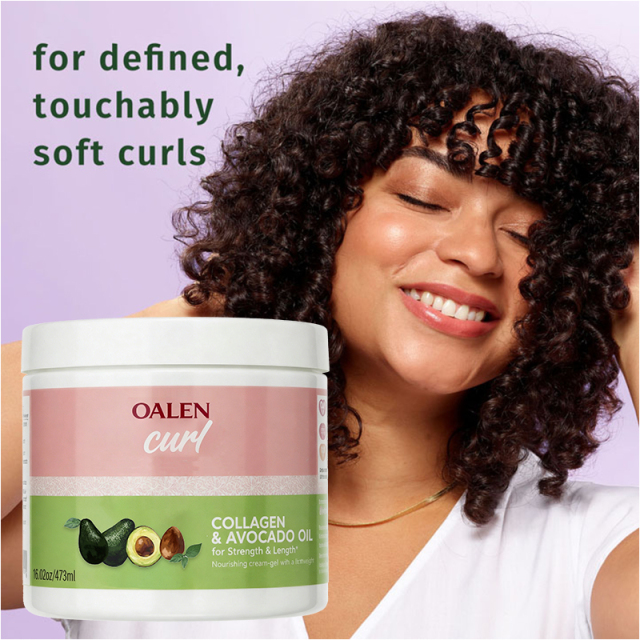 Private Label Moisturizing Leave in Conditioner Gel for Curly Hair 3-in-1 Detangler Frizz Control Styling Gel for Curl Hair Care,oalen cosmetics