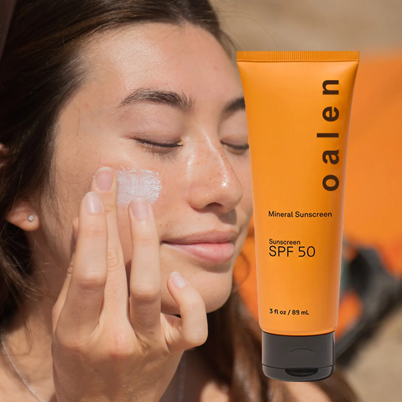 Private Label Anti Aging Sunscreen SPF 50 UVA/UVB Protection with Hydrating Ingredients for All Skin Types,oalen cosmetics