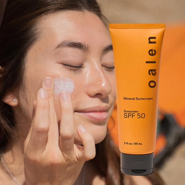Private Label Anti Aging Sunscreen SPF 50 UVA/UVB Protection with Hydrating Ingredients for All Skin Types,oalen cosmetics