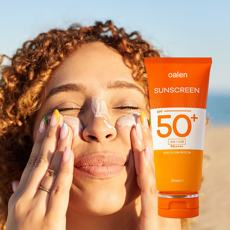 Private Label Moisturizing SPF 50 Sunscreen Lotion Water Resistant Non-Greasy UVA UVB Protection Sensitve,oalen cosmetics