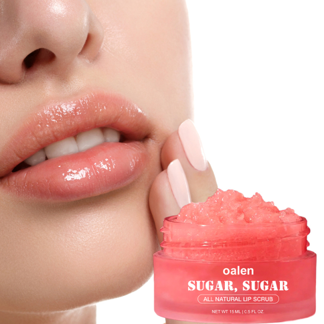Private Label Organic Lip Scrub Made Moisturizing Scrub Exfoliator for Dry Lips Lip Sugar Scrubber Exfoliator for Smooth Lips,oalen cosmetics