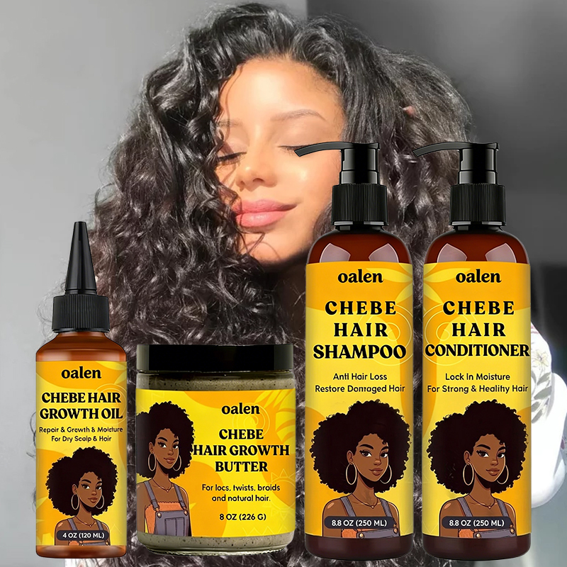 Private Label Chebe Essentials 4-in-1Set Shampoo Moisture Lock Conditioner Castor Oil Hair Scalp Treatment Butter for All Hair,oalen cosmetics